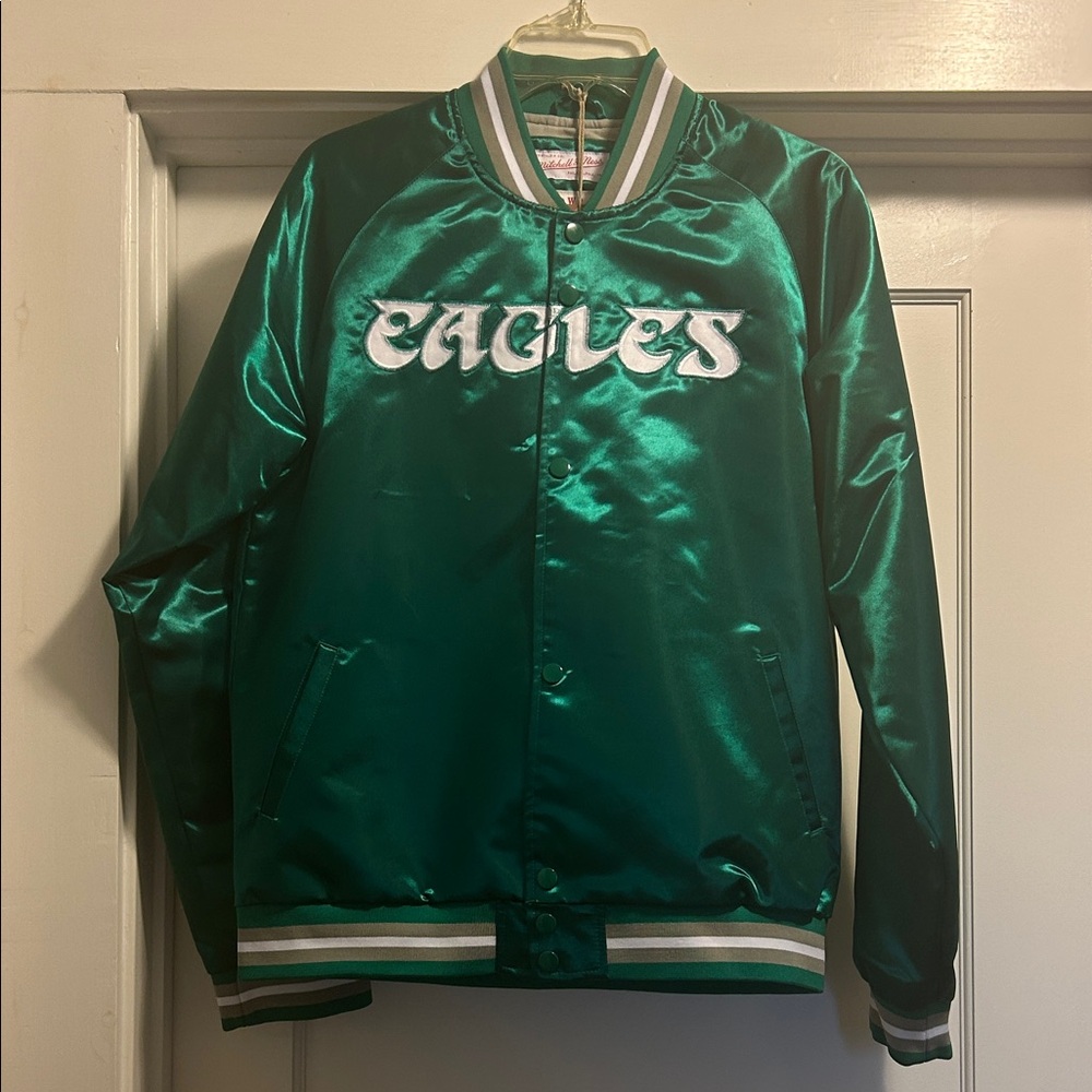 Mitchell & Ness Green Satin Philadelphia Eagles Varsity Jacket - NWT, XL